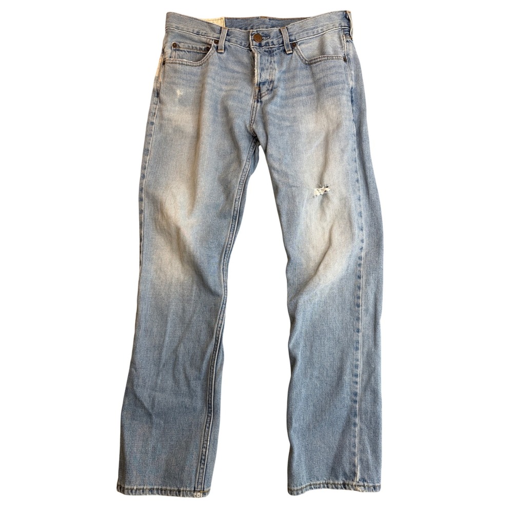 Hollister Button Fly Classic Straight Mens Jeans 31x30 Distressed Faded Wash Y2K